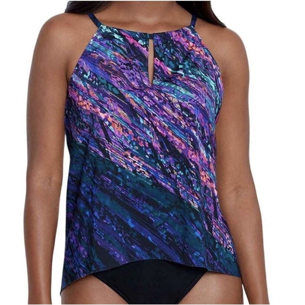 Miraclesuit Mood‎ Ring Peephole Tankini Top MultiColor Women's Size 10